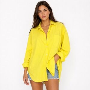 Frankie Shop Yellow Cotton Oversized Button Down Shirt Women Size M/L Minimalist